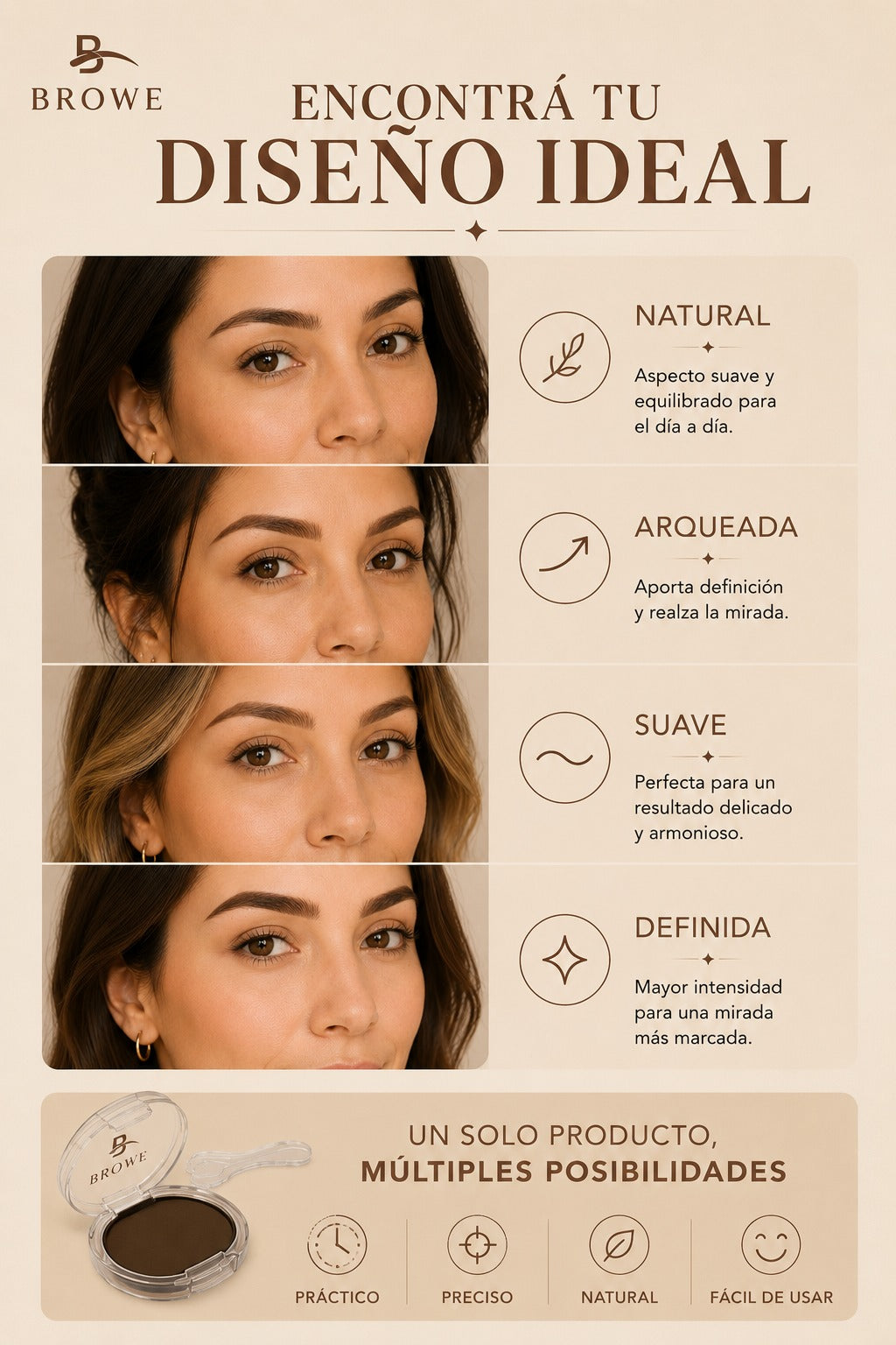 Sello de Polvo para Cejas Arqueadas Naturales